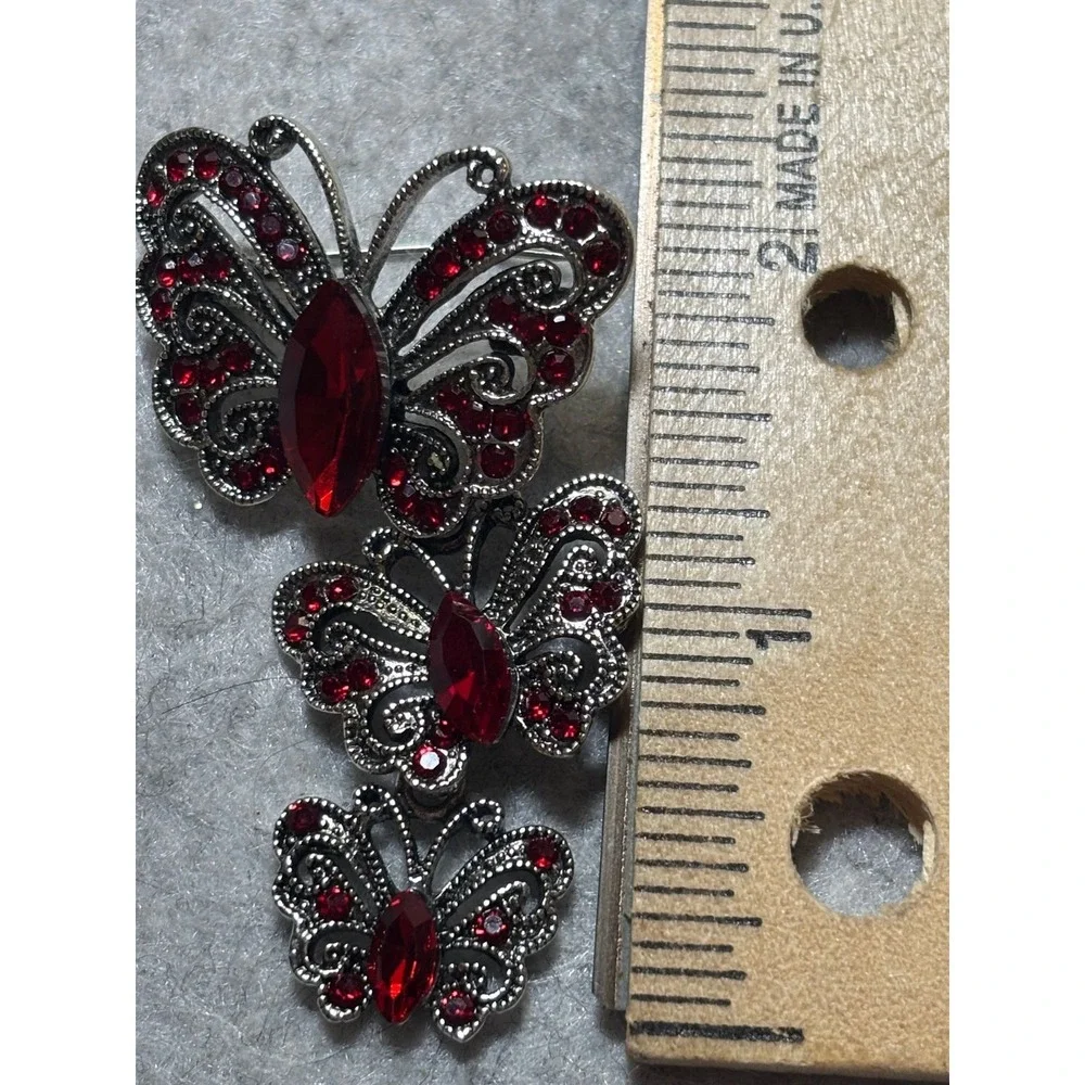 #57. Red Rhinestone Butterfly brooch a
